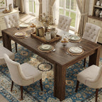 CABIHOME 71" Long Dining Table for 6-8, Rectangular Farmhouse Kitchen Dining Room Table w/Wider H Legs & Large Wooden Tabletop, Sturdy Frame, Wood Strip Base, for Apartment, Kitchen, Dining, Walnut