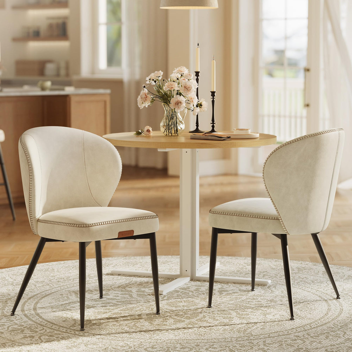 VASAGLE Dining Chairs Set of 2, Upholstered Kitchen Chairs