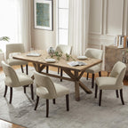 VKNOW Modern Dining Chairs Set of 4 with Rubberwood Legs, Beige