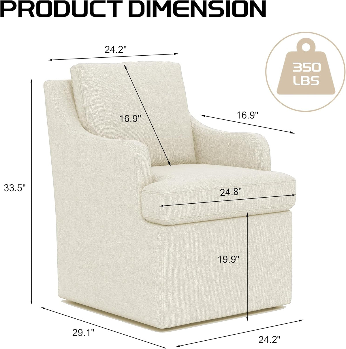 VKNOW Upholstered Dining Chairs Set of 2, Dining Room Chairs with Casters