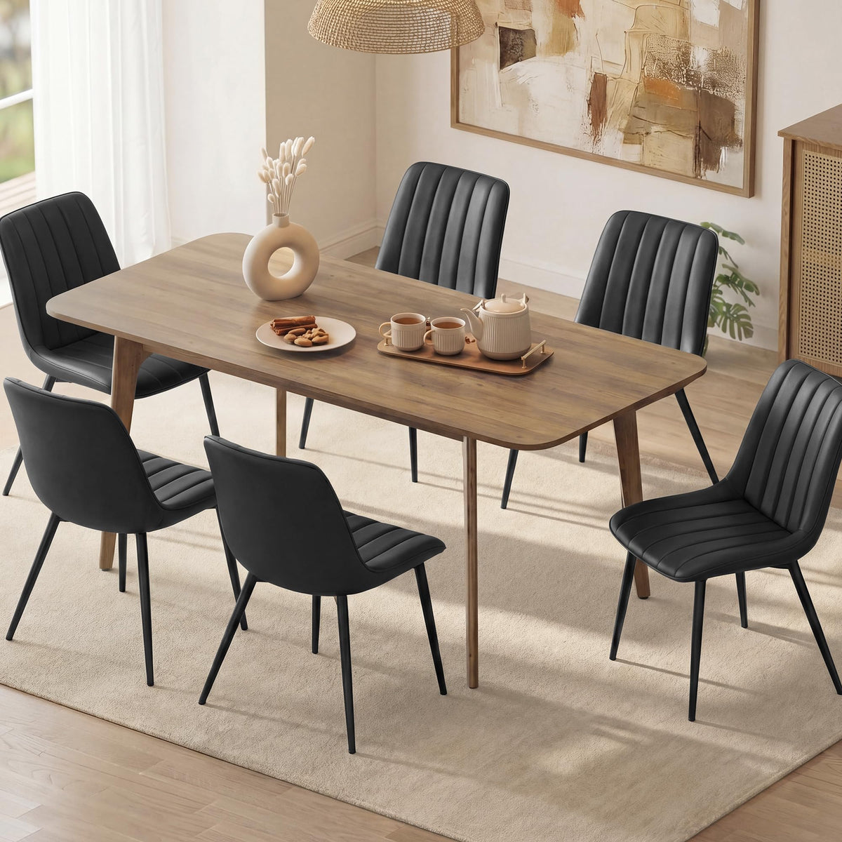 VASAGLE Dining Chairs Set of 4, Upholstered Kitchen Chairs, PU Leather