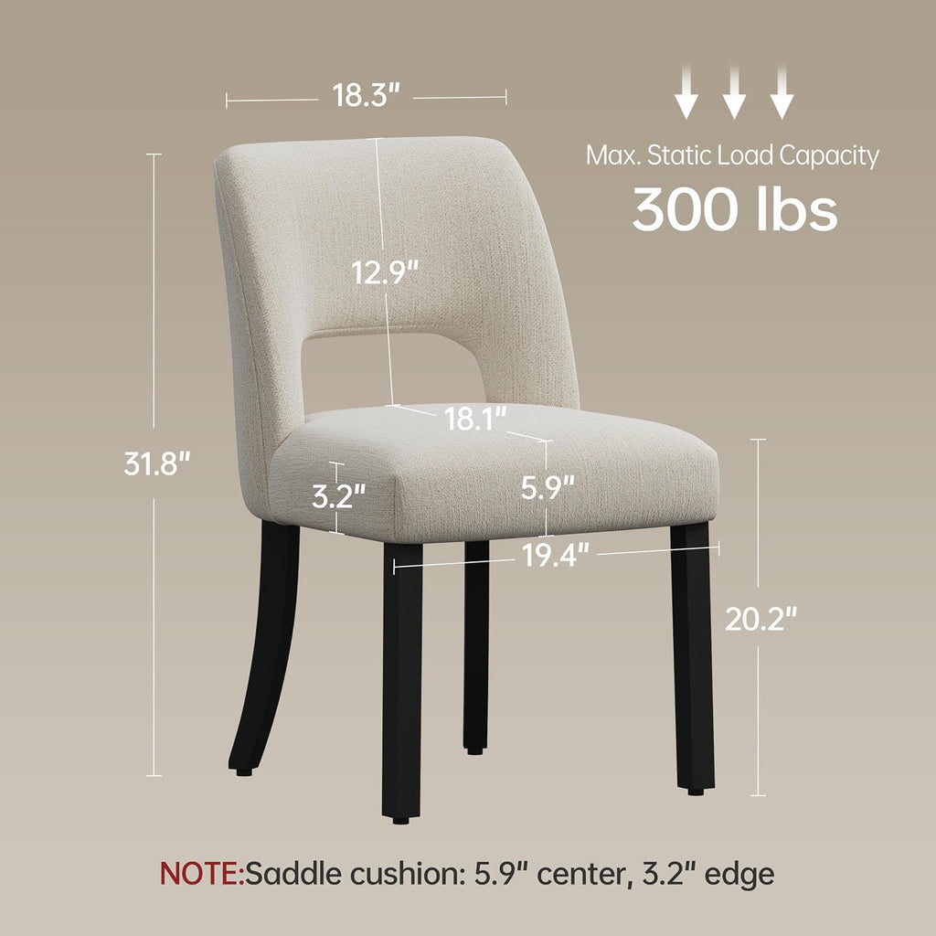 keoni Wooden Dining Chairs Set of 4 with Black Rubberwood Legs and Backrest