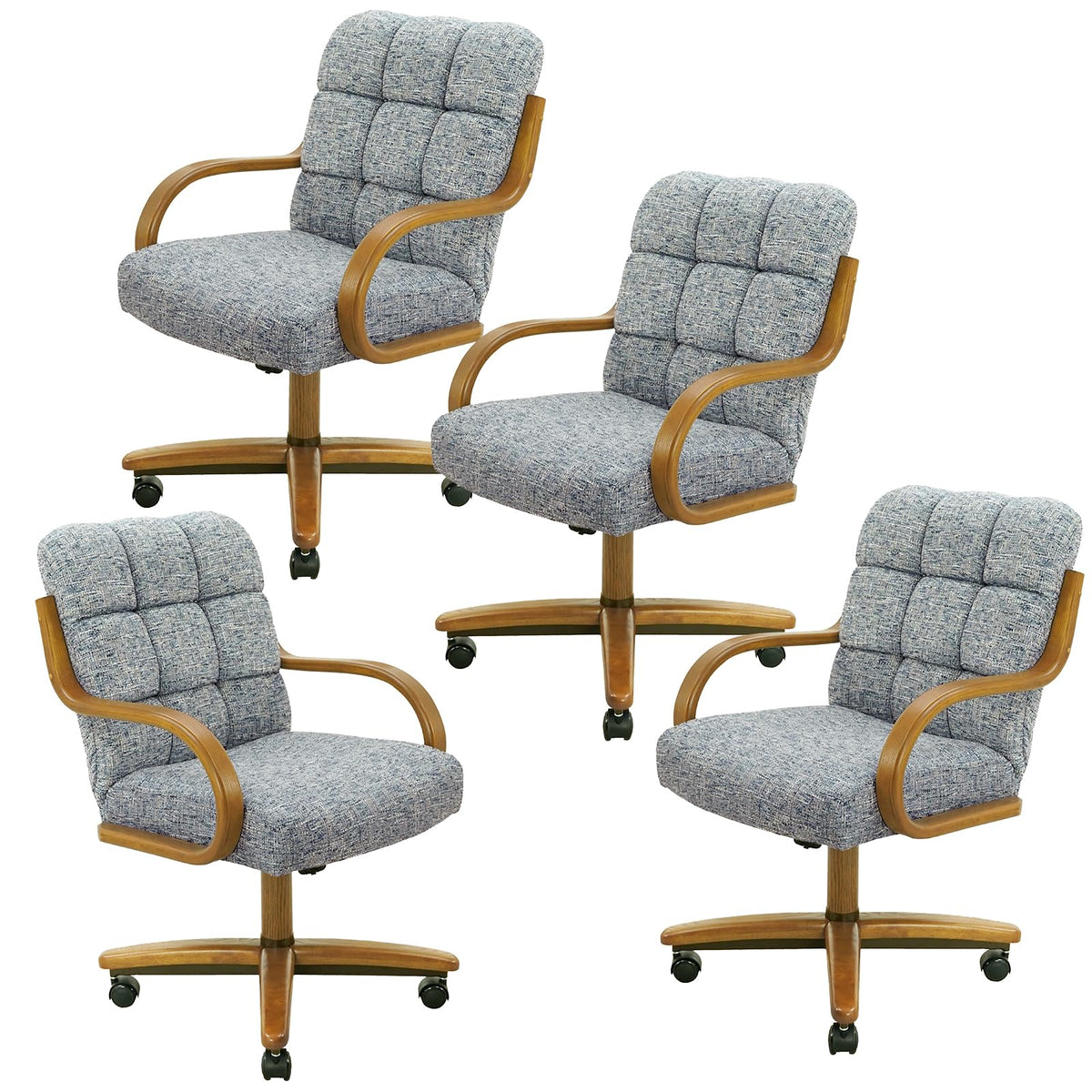 Chromcraft Ryland Swivel-Tilt Caster Dining Chair - Chestnut -Earth - 4pc