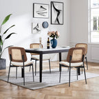 LUNLING Dining Chairs Set of 2 Mid Century Modern Retro Green Velvet Kitchen Chairs with Walnut Bentwood Upholstered Seat Metal Legs Adjustable Foot for Kitchen Dining Room Chairs(Green Fabric)