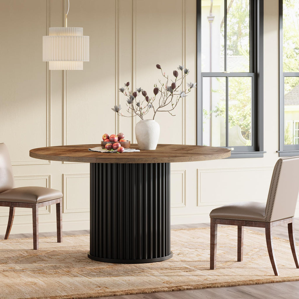 Tribesigns 47.24" Black Round Dining Table for 4-6 People