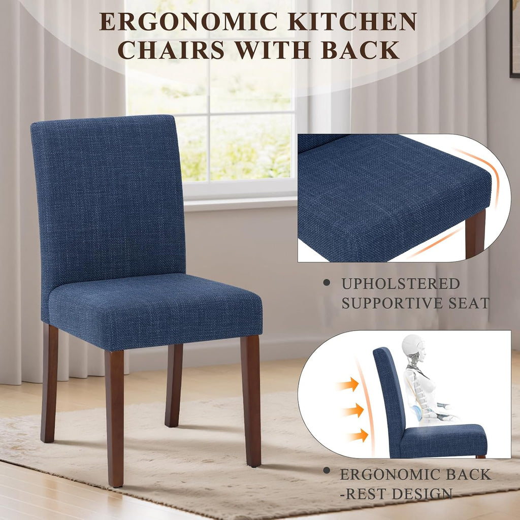 MALOL Upholstered Dining Chairs Set of 6, High Back Kitchen Room Chairs, Mid Century Modern Dining Room Chairs for Kitchen, Living Room, Blue