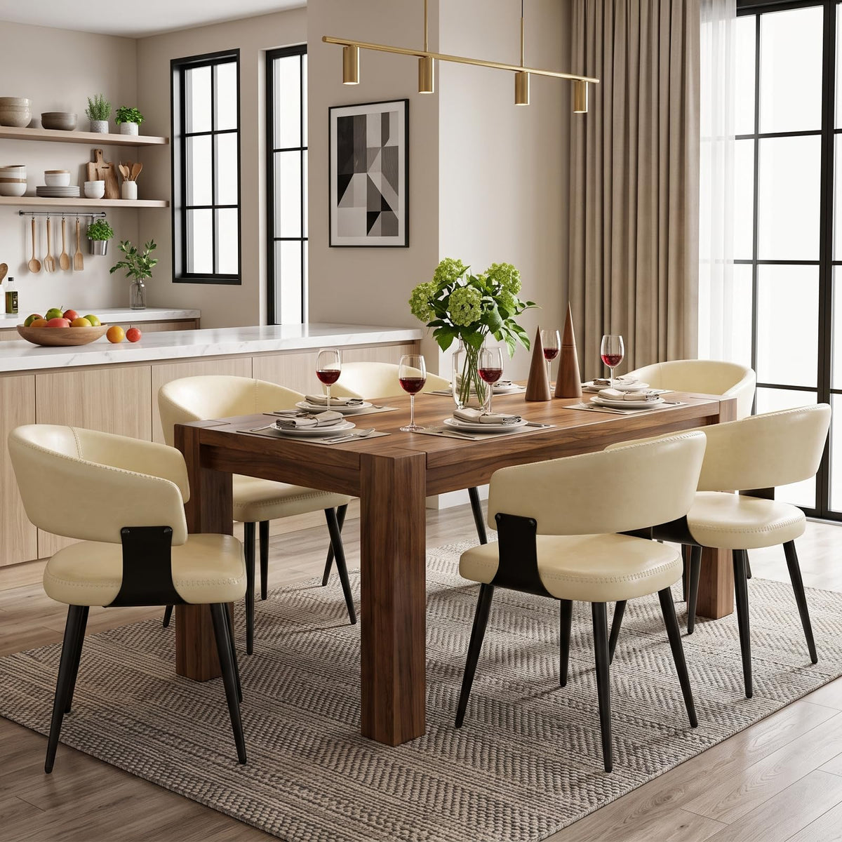 Dining Chairs Set of 4, Modern Faux Leather Kitchen Chairs