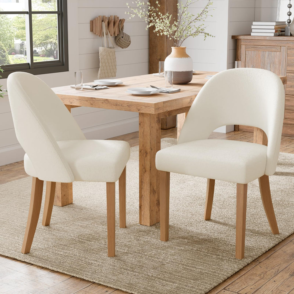 Wooden Dining Chairs Set of 4, Green Chenille Kitchen Dining Chairs