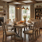 IDEALHOUSE Wooden Dining Table for 6-8 People with 2 Large Drawers, 71 in Long Farmhouse Rectangular Kitchen Dining Table & Thick Table Top, Sturdy Frame, for Big Family, Dinette, Rustic Gray