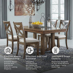 Signature Design by Ashley Extendable Dining Table, Grayish Brown, Seats 8