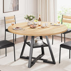 Jocoevol Round Dining Table for 4,Kitchen Dining Room Circle Dinner Pedestal Table,Space Saving Wood Kitchen & Dining Room Furniture (Black, 46In)