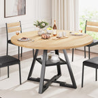 Jocoevol Round Dining Table for 4,Kitchen Dining Room Circle Dinner Pedestal Table,Space Saving Wood Kitchen & Dining Room Furniture (Black, 46In)