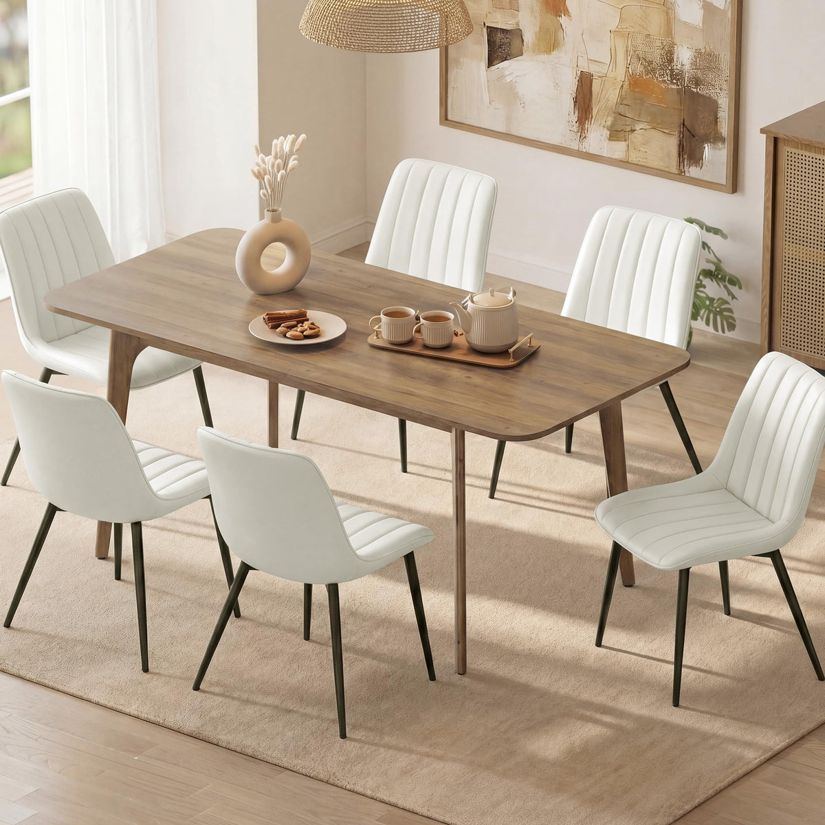 VASAGLE Dining Chairs Set of 4, Upholstered Kitchen Chairs, PU Leather
