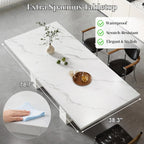 51"-78" Extendable Dining Table, White Faux Marble Kitchen Table for 4-8