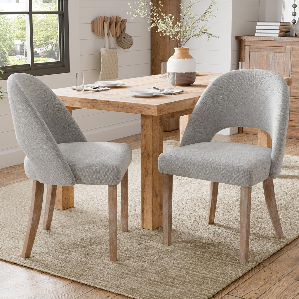Wooden Dining Chairs Set of 4, Green Chenille Kitchen Dining Chairs