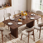 LEYAOYAO Extendable Dining Table for 4-6, 63"–79" with Fluted Base(Walnut)