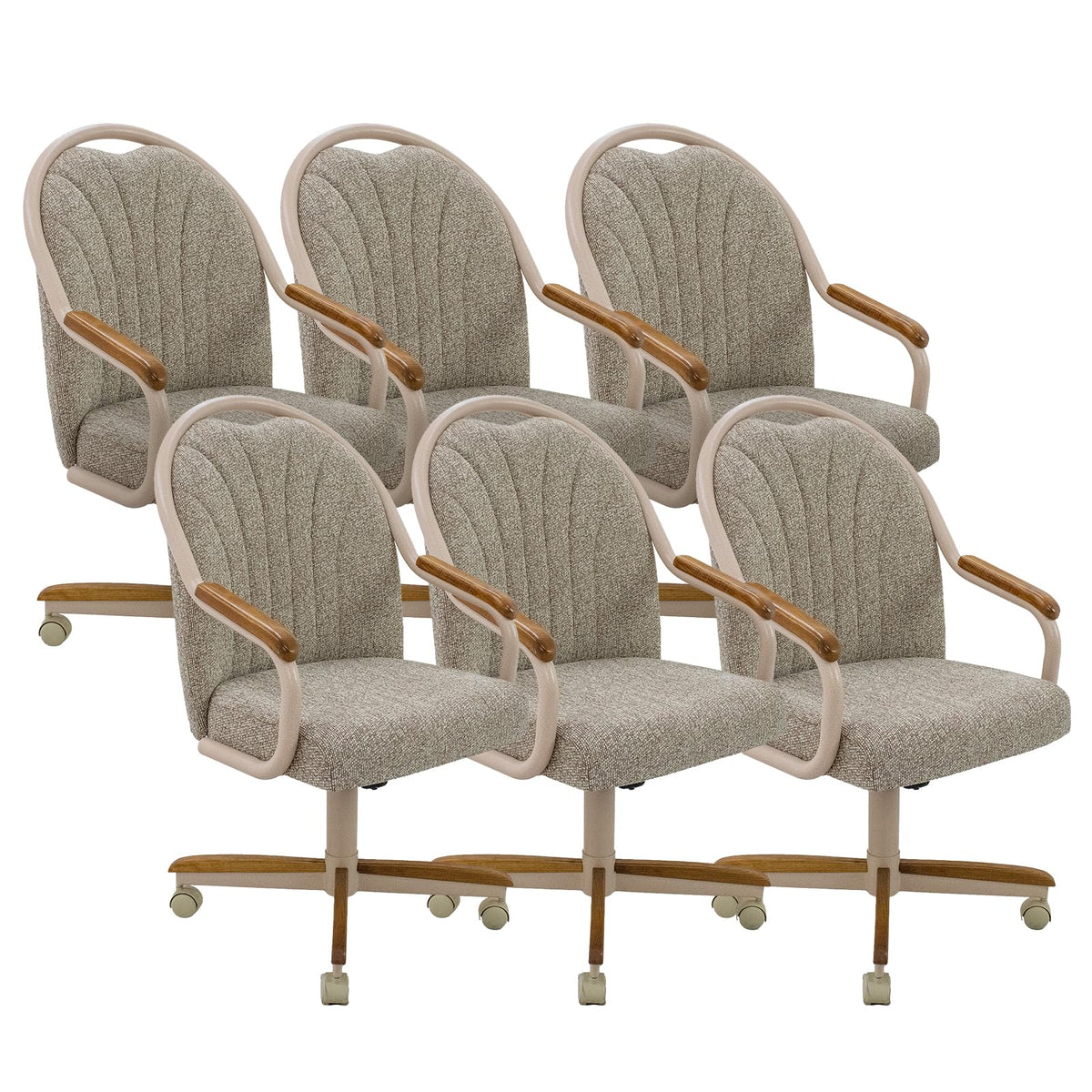 Chromcraft Bailey 4pc Swivel Kitchen Dining Chair - Light Sand-Chestnut