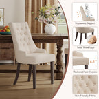 COLAMY Wingback Upholstered Dining Chairs Set of 4, Fabric Side Dining Room Chairs with Tufted Button, Living Room Chairs for Home Kitchen Resturant- Beige