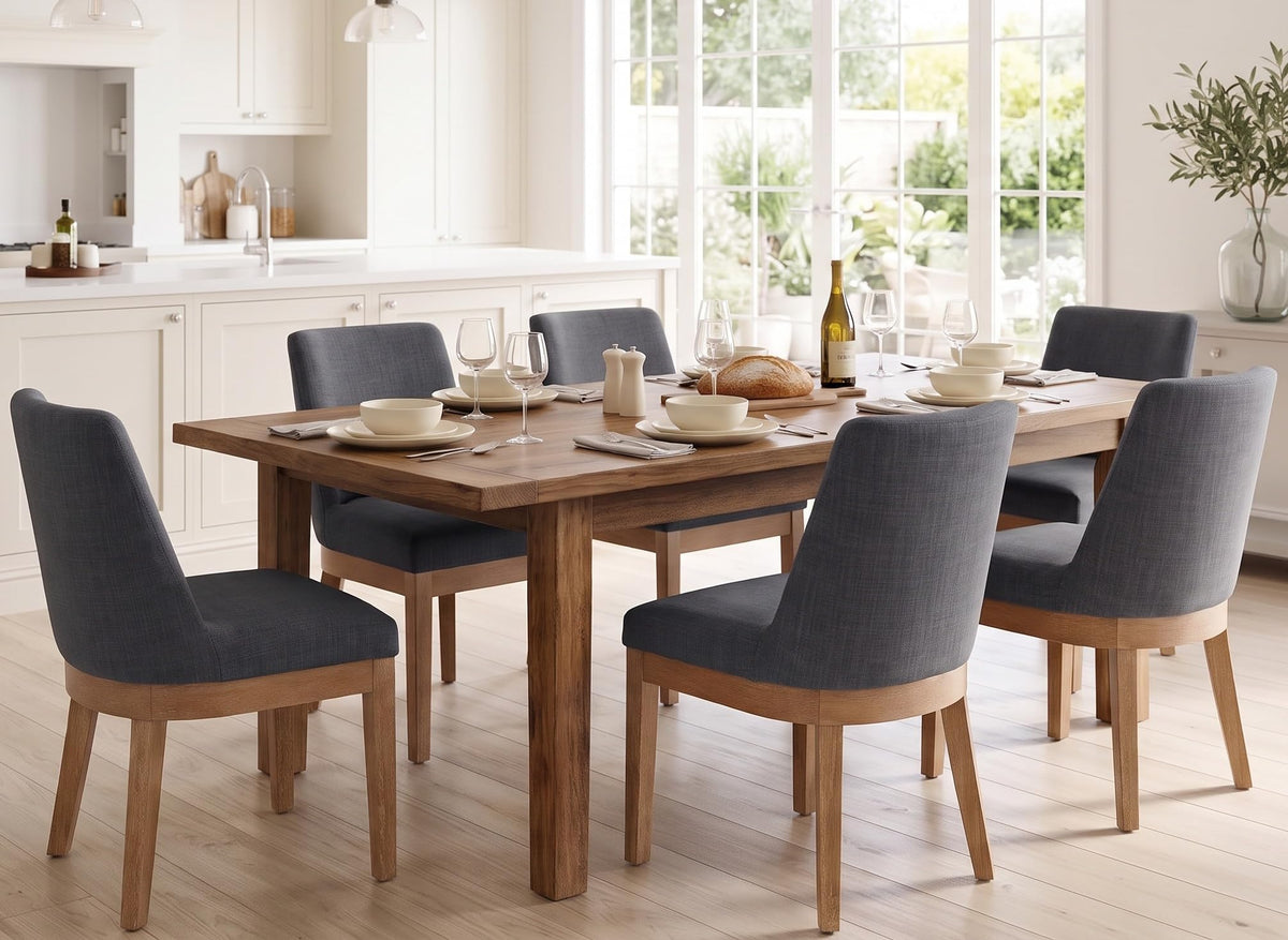 RIVOVA Upholstered Dining Chairs Set of 4, Modern Wooden Dining Room Chair Linen Fabric Kitchen Chairs Farmhouse Dinner Chair with Hardwood Frame, Beige