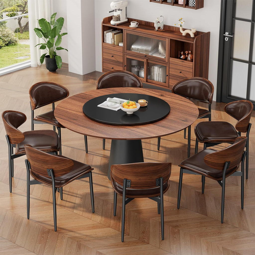 REONEY Dining Chairs Set of 2, Mid-Century Modern Kitchen Chairs, Black