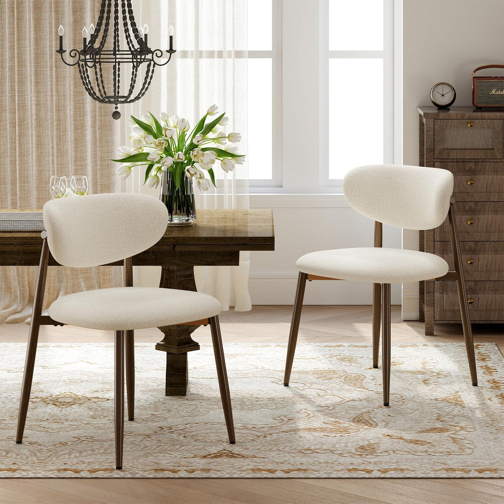 MALOL Dining Chairs Set of 4, Curved Back Kitchen Room Chairs with Metal Legs and Anti Slip Pads, Upholstered Dining Chair for Home and Restaurant, Beige