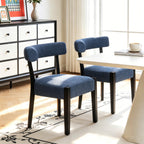 RNKSFX Modern Dining Chairs Set of 4, Faux Leather Upholstered Kitchen & Dining Room Chairs, Mid Century Modern Wooden Dining Chairs Oversized Sturdy Rounded Chairs Curved Back, Beige