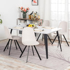 Homy Casa 63-Inch Dining Table Rectangular Kitchen Table for 4-6, Dining Room Table with Wooden Top and Metal Legs, White Marble