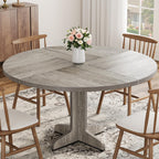 47" Round Dining Table for 4, Farmhouse Kitchen Dining Room Table, Grey