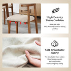 Wooden Dining Chairs Set of 4 Mid Century Modern Upholstered Farmhouse Dining Room Chair with Solid Wood Legs, Fabric Kitchen Side Chairs with Ergonomic Curved Backrest (4, Walnut + Beige)