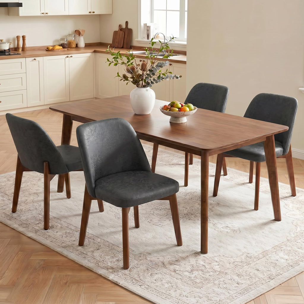 Usaint Modern Wooden Dining Chairs Set of 4 with Rubberwood Legs，Beige