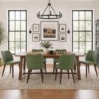 MALOL Dining Chairs Set of 6, Upholstered Fabric Kitchen Chairs with Curved Back, Padded Seat and Solid Wood Legs, Modern Dining Chair for Kitchen Dining Room, Camel