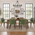 COLAMY Upholstered Dining Chairs Set of 6, Modern Kitchen & Dining Room Chairs with Curved Back, Fabric Padded Seat and Solid Wood Legs, Side Chairs for Restaurant, Cafe & Home, Beige