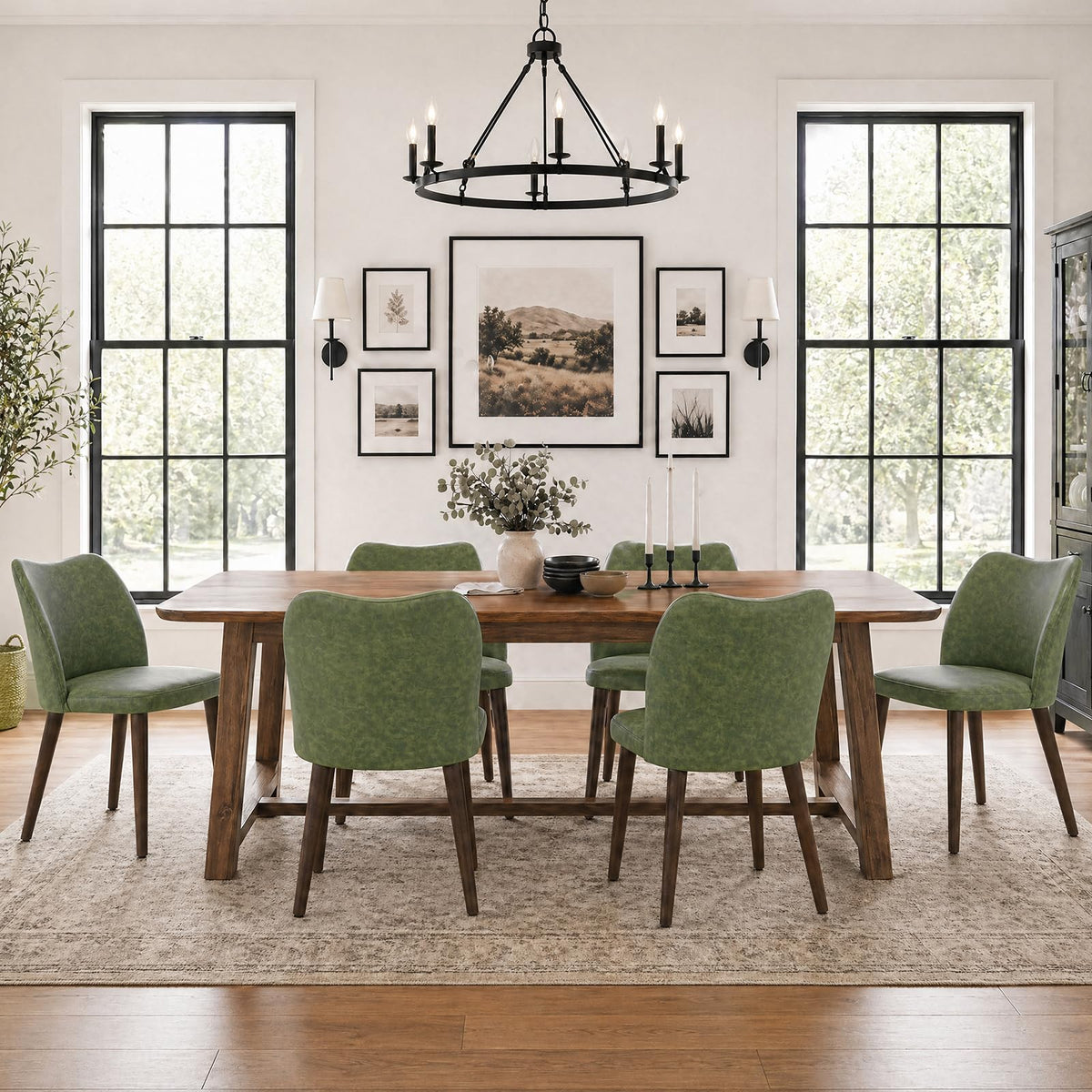COLAMY Upholstered Dining Chairs Set of 4, Modern Kitchen & Dining Room Chairs with Curved Back, Fabric Padded Seat and Solid Wood Legs, Side Chairs for Restaurant, Cafe & Home, Beige