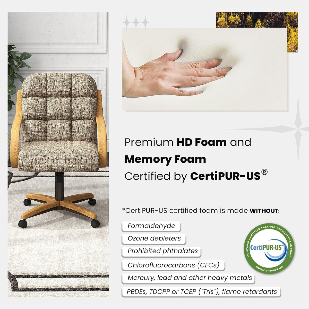 Chromcraft Ryland Swivel-Tilt Caster Dining Chair - Chestnut -Earth - 4pc