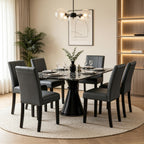 CHUN YI Dining Chairs Set of 4, Faux Leather Dining Room Chairs, Upholstered Modern Kitchen Parsons Chairs for Dining Room with Sturdy Wood Legs, Black (Only Chair)