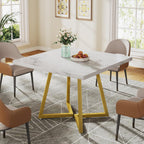 Tribesigns Square Dining Table for 2, 31.5" Industrial Dinner Table with Metal Base, Kitchen Table for Dining Room, Small Space, Apartment