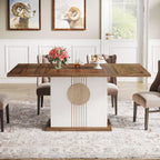 Tribesigns 55" Rectangular Dining Table for 4 to 6 People, Farmhouse Wood Dinner Table for Kitchen, Dining Room & Living Room, Oak Brown & White