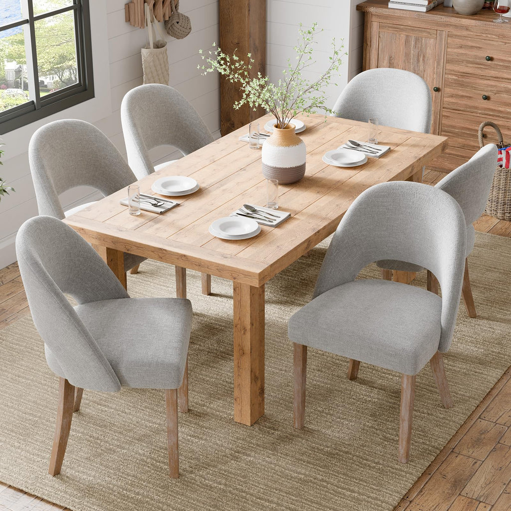 Wooden Dining Chairs Set of 4, Green Chenille Kitchen Dining Chairs