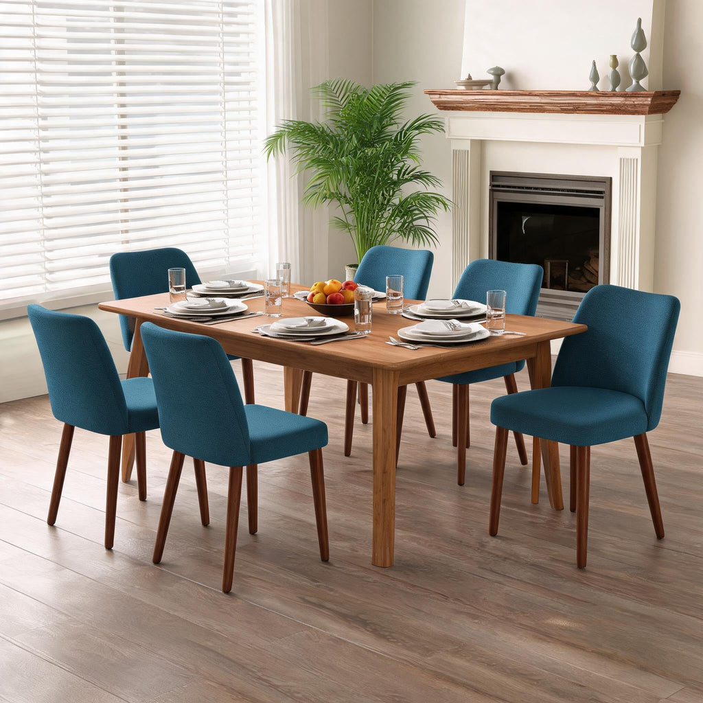 GarveeHome Wooden Dining Chair Set of 4 Upholstered Fabric Dining Chair