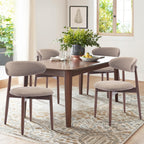COLAMY Wooden Dining Chairs Set of 2, Modern Fabric Upholstered Kitchen Side Chairs, Farmhouse Dining Room Chair with Foot Pegs, Beige