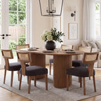 HNY Mid Century Modern Dining Chairs Set of 4, Upholstered Linen Kitchen & Dining Room Chairs with Ergonomic Curved Backrest, Solid Wood Legs, Farmhouse Accent Chair for Home, Apartment, Beige