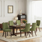 MALOL Wooden Dining Chairs Set of 6, Upholstered Kitchen & Dining Room Chairs with Solid Wood Legs Curved Backrest Farmhouse Accent Chair for Dining/Kitchen/Living Room, Camel