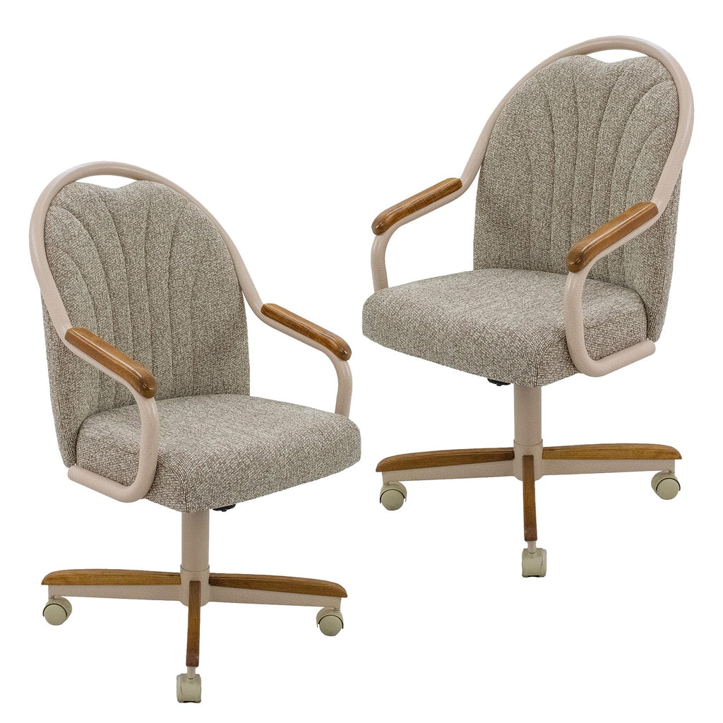 Chromcraft Bailey 4pc Swivel Kitchen Dining Chair - Light Sand-Chestnut