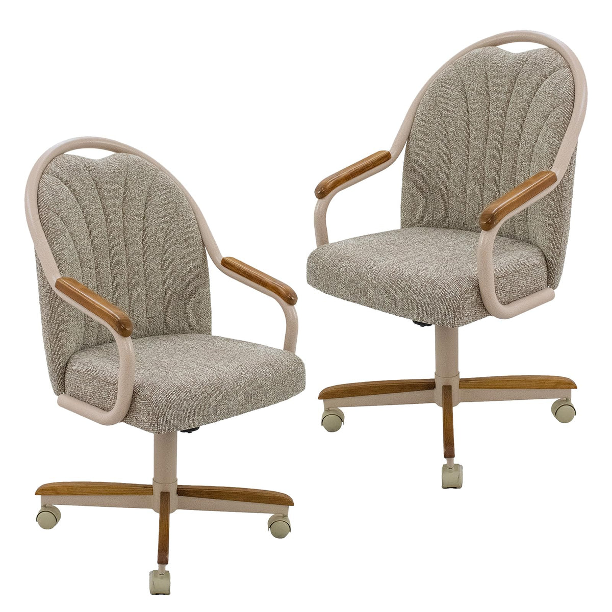 Chromcraft Bailey 4pc Swivel Kitchen Dining Chair - Light Sand-Chestnut