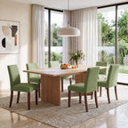 MALOL Upholstered Kitchen Chairs Set of 6, Modern Kitchen Chairs with High Back, Padded Fabric Dining Room Chair with Solid Wood Legs for Restaurant/Cafe/Home, Light Beige