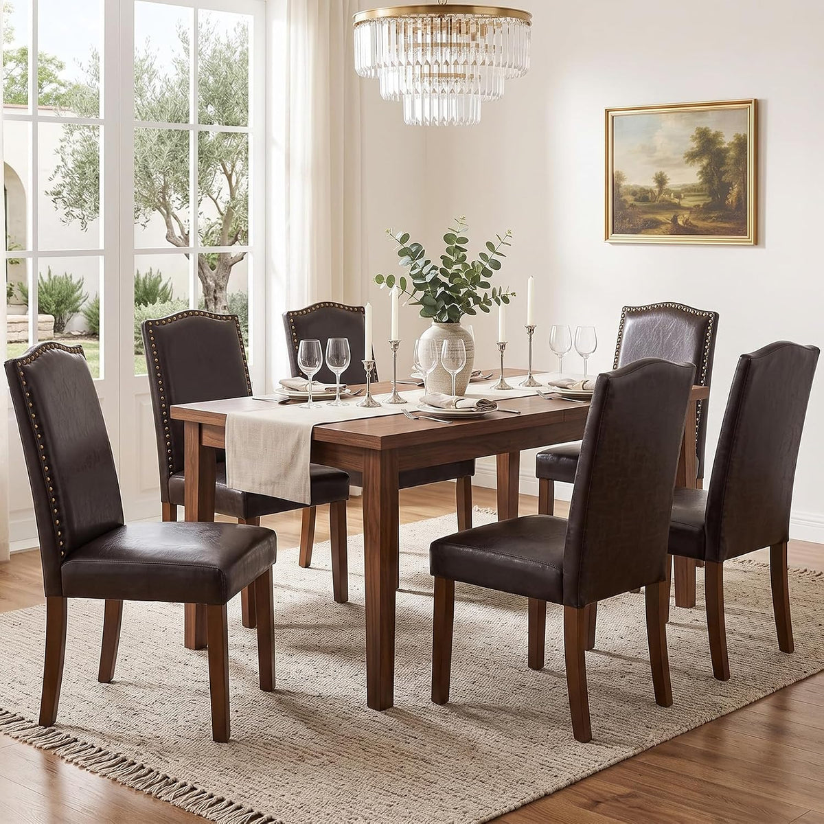 DUMOS Dining Chairs Set of 6, PU Leather Kitchen Chairs for Living Room