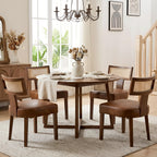 HNY Mid Century Modern Dining Chairs Set of 4, Upholstered Linen Kitchen & Dining Room Chairs with Ergonomic Curved Backrest, Solid Wood Legs, Farmhouse Accent Chair for Home, Apartment, Beige