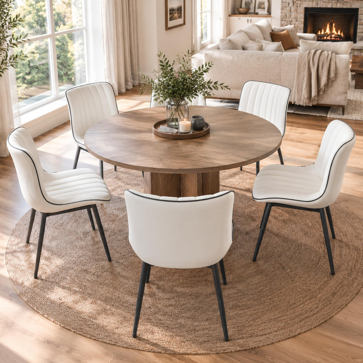 YOUNUOKE Dining Chairs Set of 2 Mid-Century Modern Kitchen Chairs Khaki