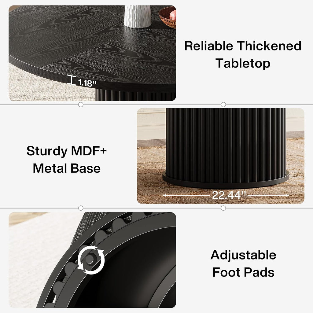 Tribesigns 47.24" Black Round Dining Table for 4-6 People