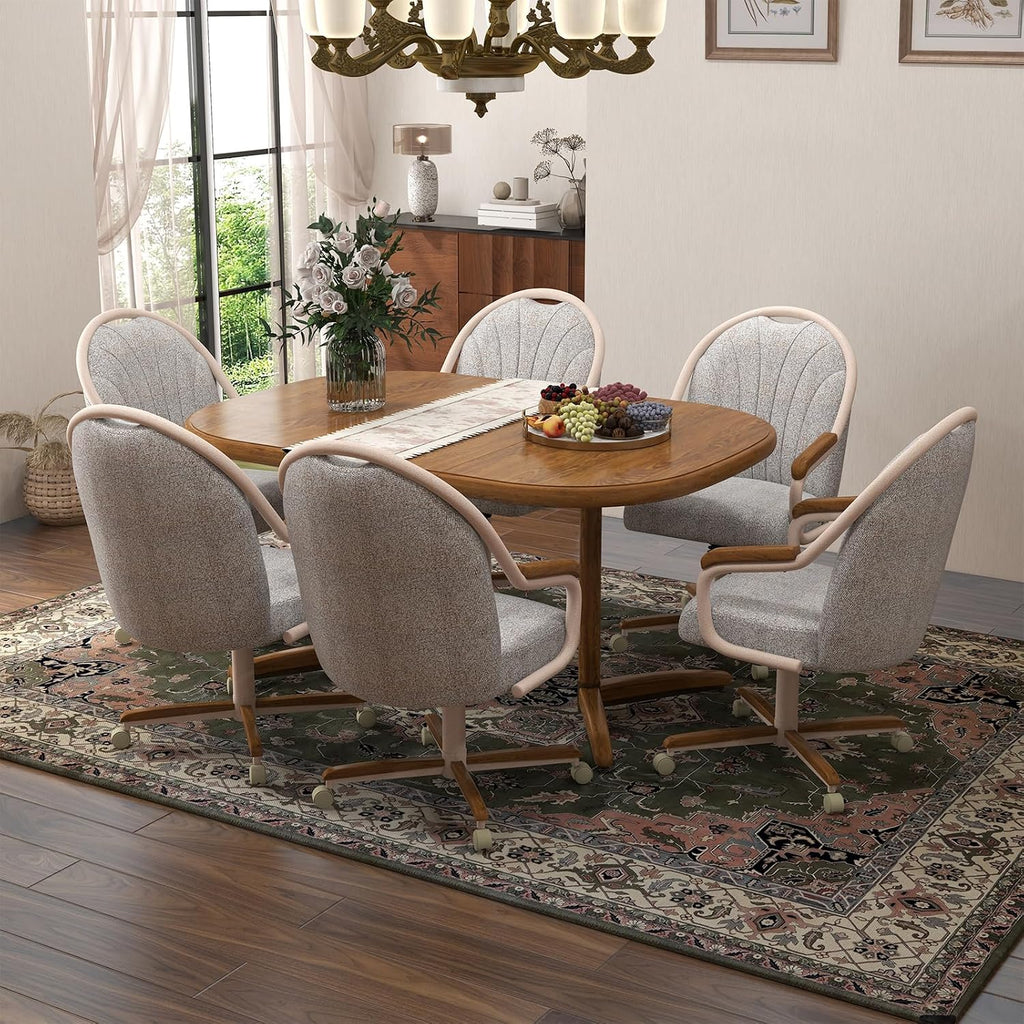 Chromcraft Bailey 4pc Swivel Kitchen Dining Chair - Light Sand-Chestnut